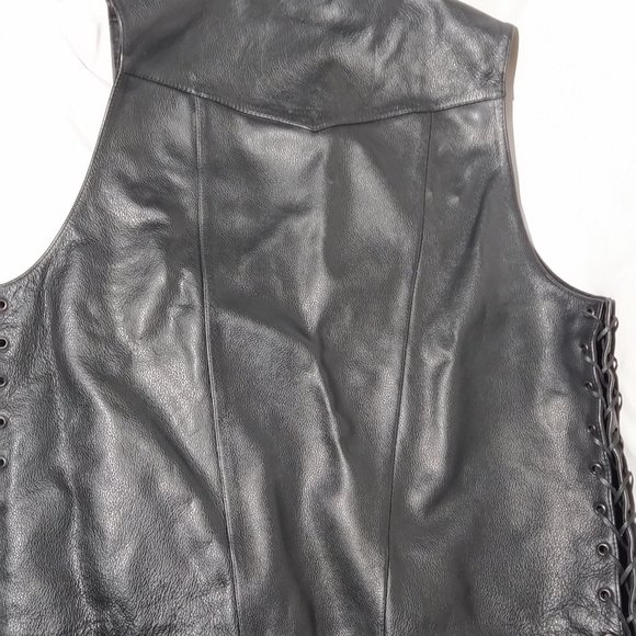 Biker Vest Lace-Up First Classic Leather Motorcycle XL - Picture 3 of 3